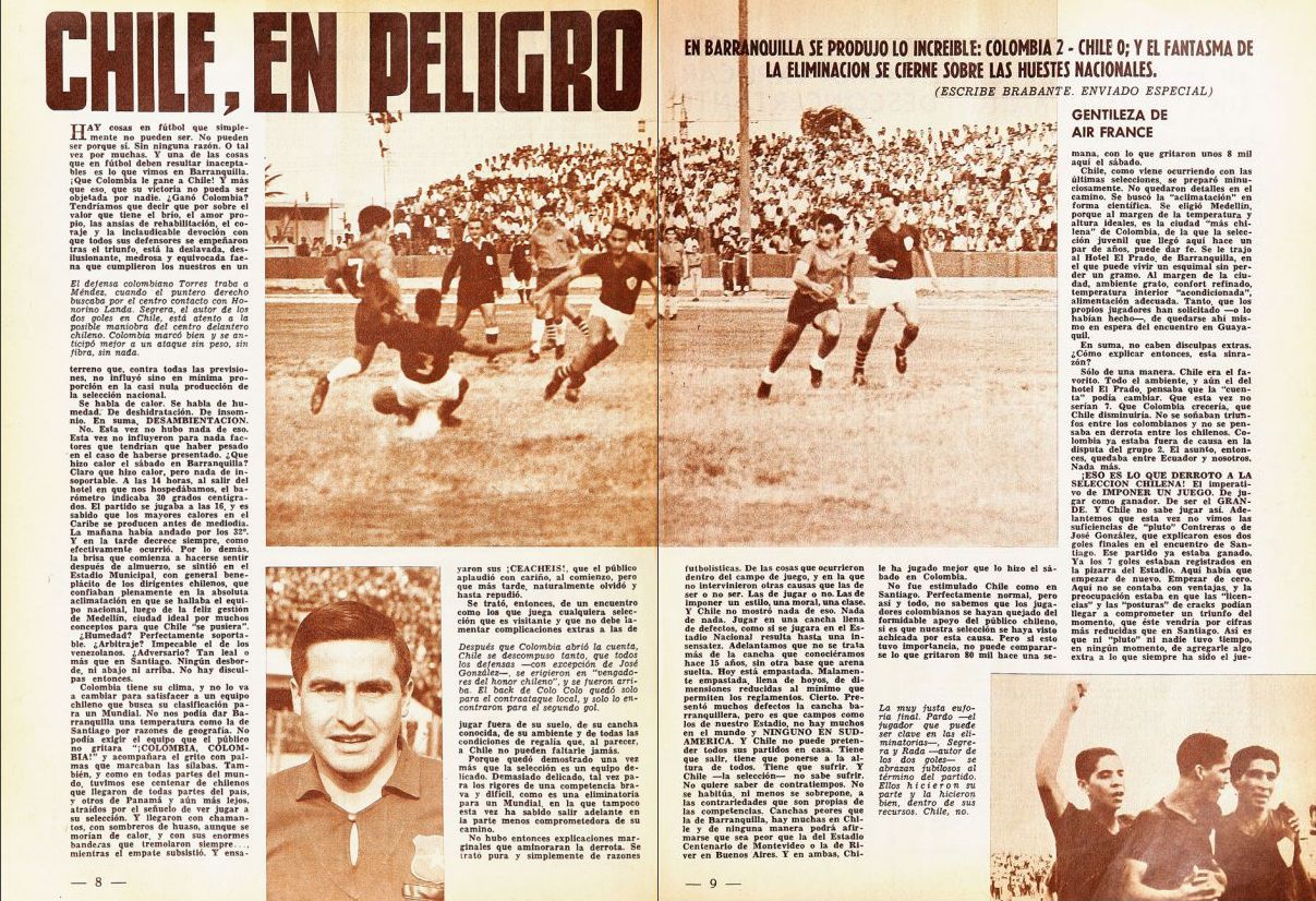 Colombia 2-0 Chile, 7 de agosto de 1965