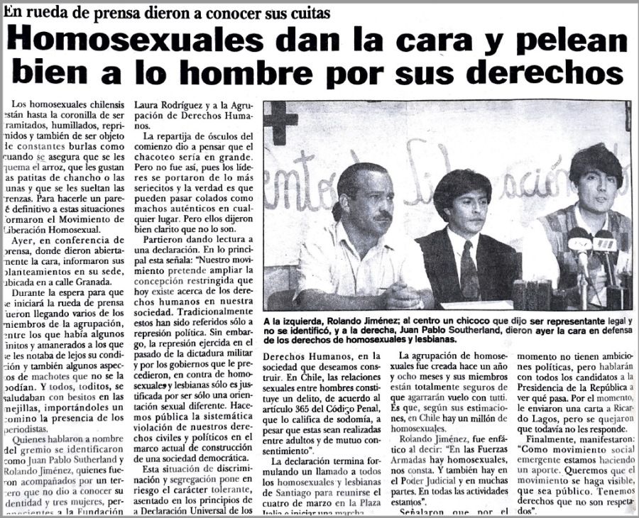 Cuando En Chile Tener Relaciones Homosexuales Era Un Crimen Anos De La Derogacion Del Articulo 365 Del Codigo Penal La Tercera