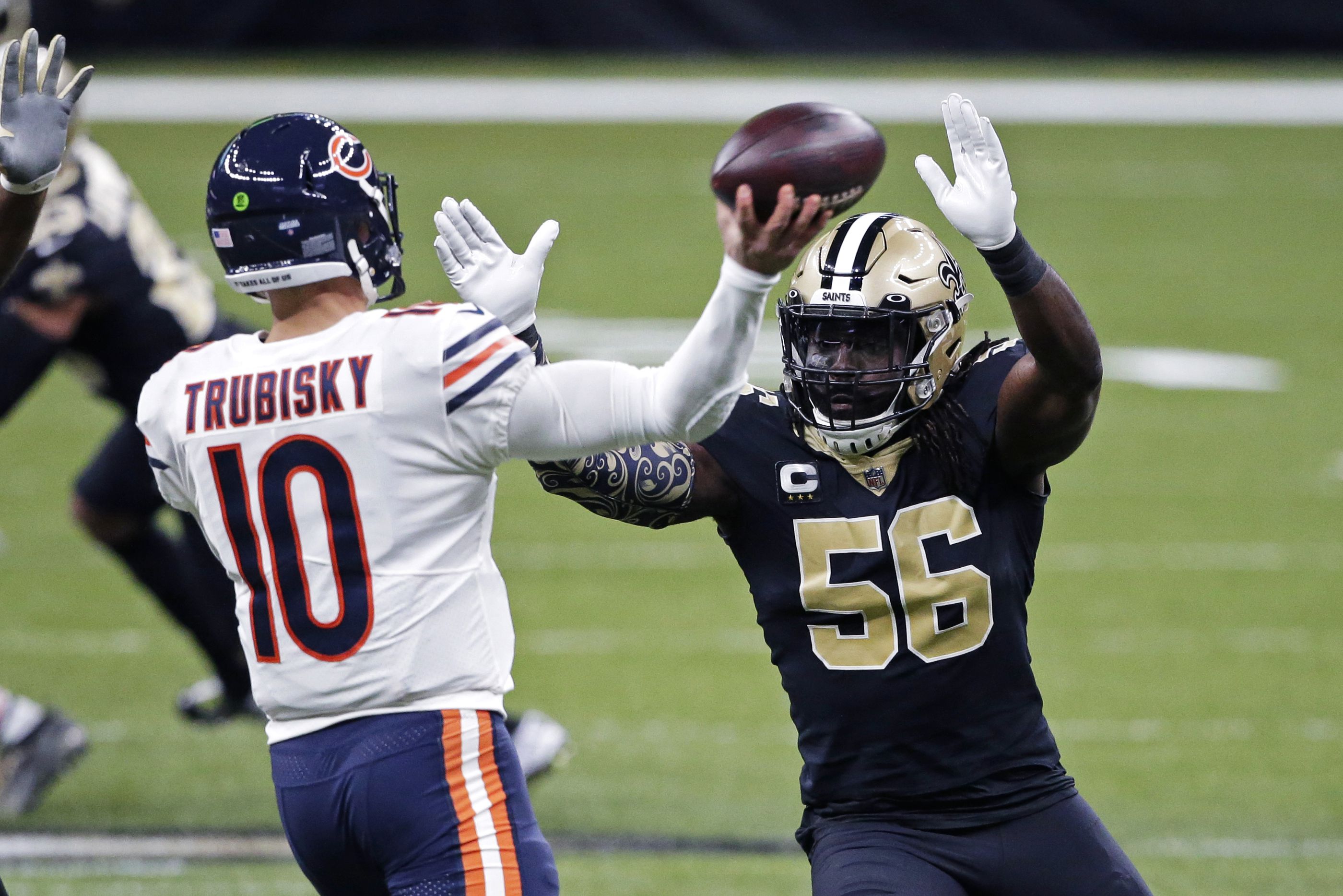 Chicago Bears wide receiver Javon Wims (83) during an NFL wild-card playoff  football game against the New Orleans Saints, Sunday, Jan. 10, 2021, in New  Orleans. The Saints defeated the Bears 21-9. (