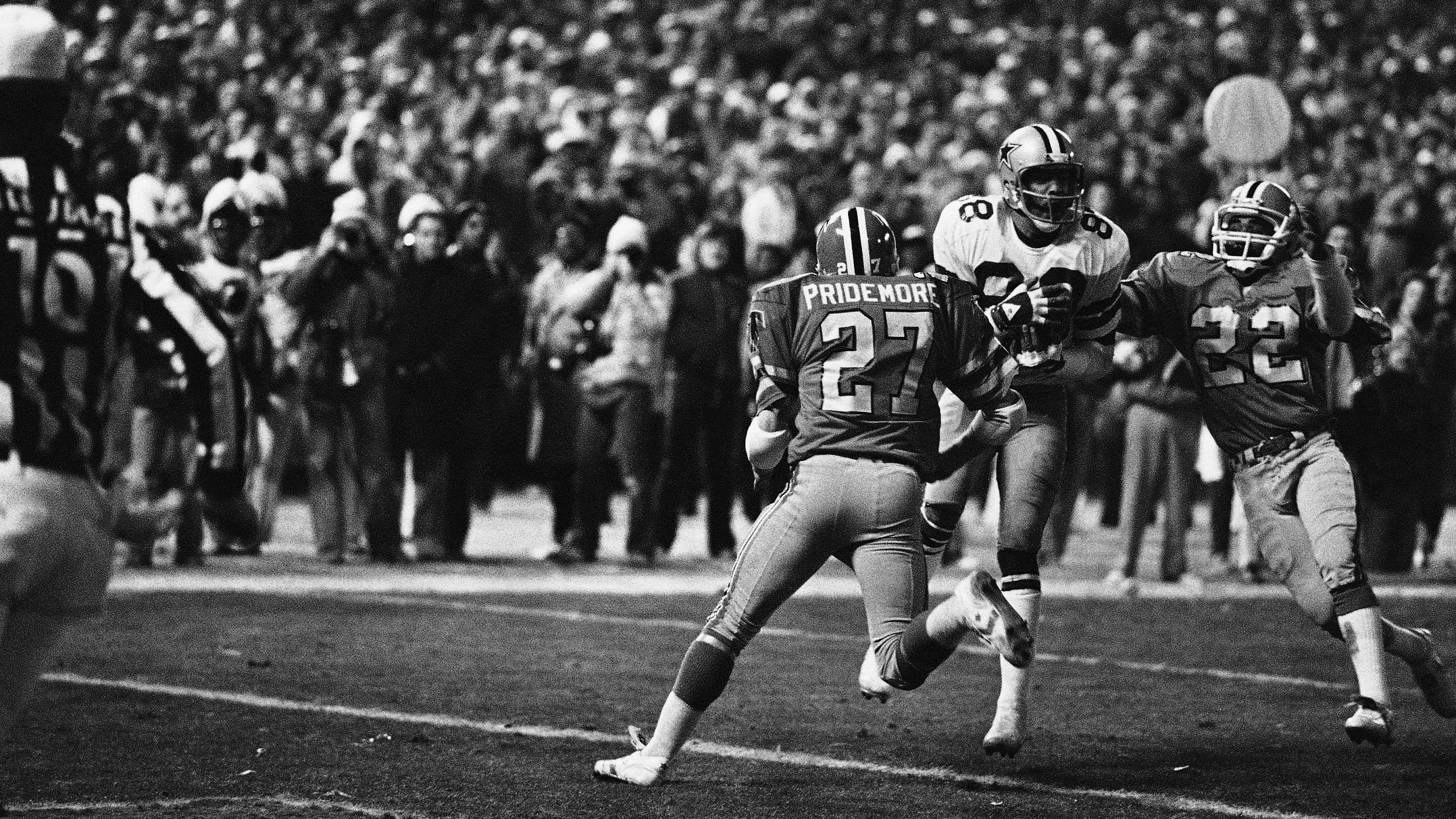 Roger Staubach in a 1976 loss to the Atlanta Falcons in Fulton County  Stadium.Remember …