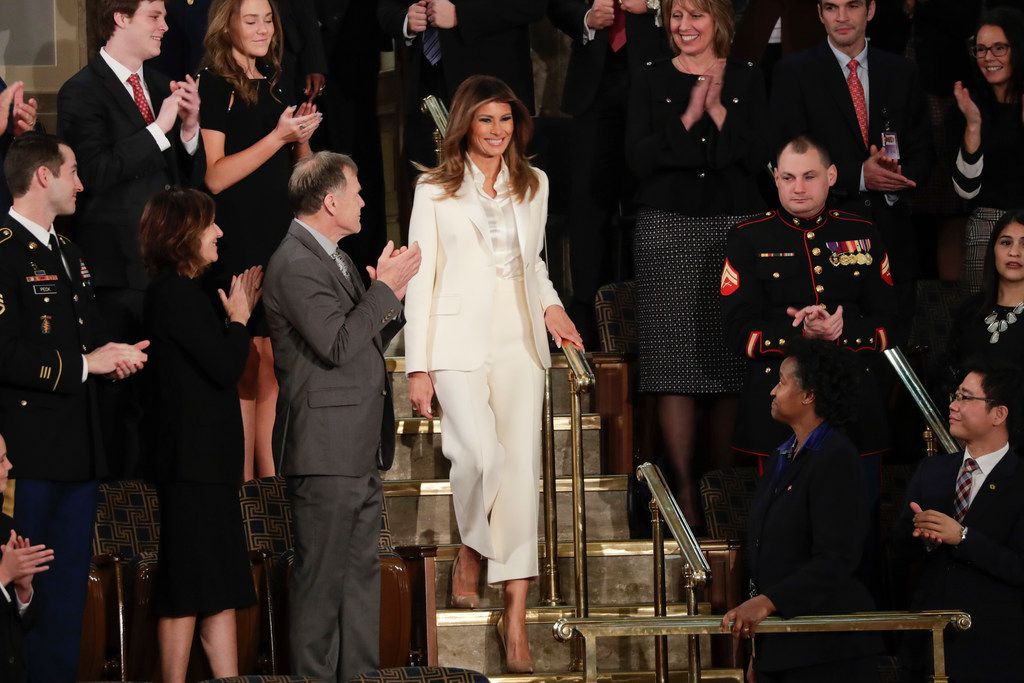 Melania white suit sale