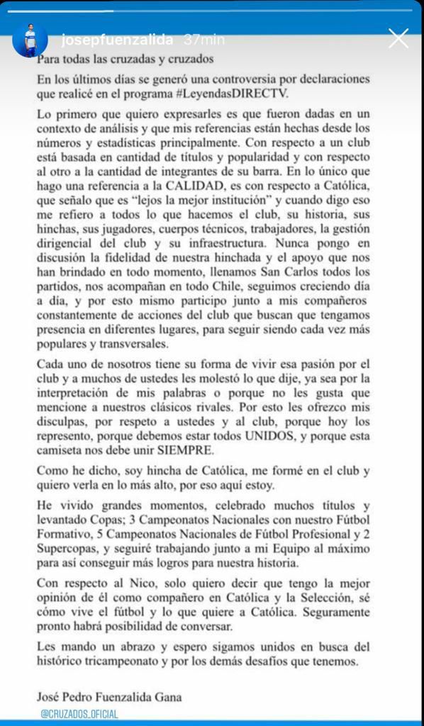 Carta de José Pedro Fuenzalida