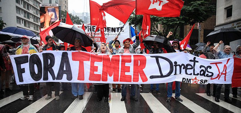 MANIFESTANTES PIDEN SALIDA DE TEMER Y ELECCIONES DIRECTAS EN TODO BRASIL