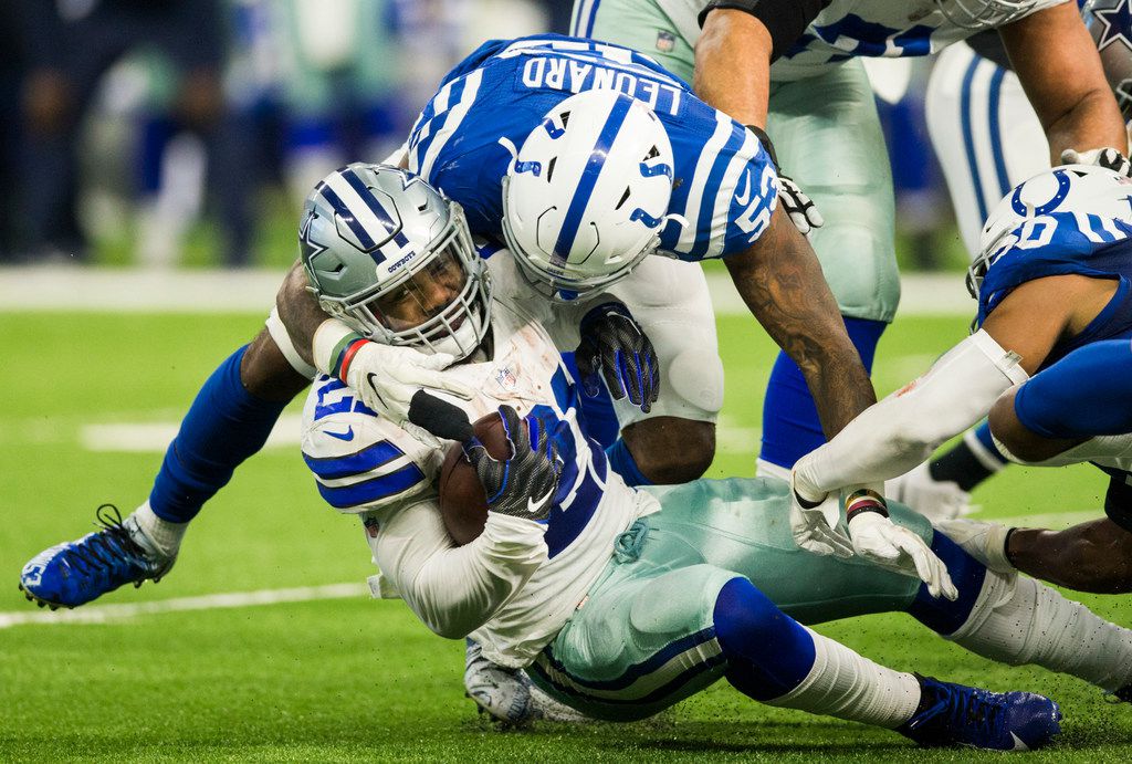 December 16, 2018: Dallas Cowboys linebacker Leighton Vander Esch (55)  during NFL football game action between the Dallas Cowboys and the  Indianapolis Colts at Lucas Oil Stadium in Indianapolis, Indiana.  Indianapolis defeated