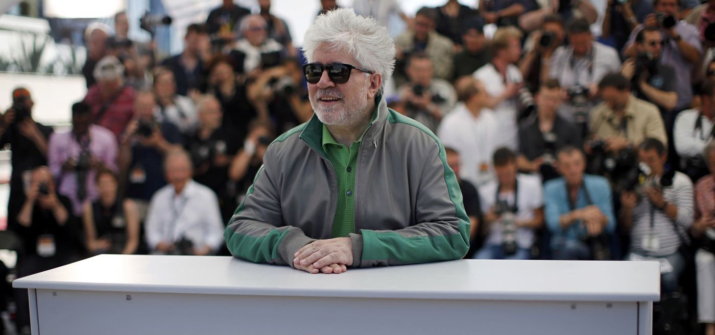 Director Pedro Almodovar poses during a photocall for the film "Julieta" in competition at the 69th Cannes Film Festival in Cannes