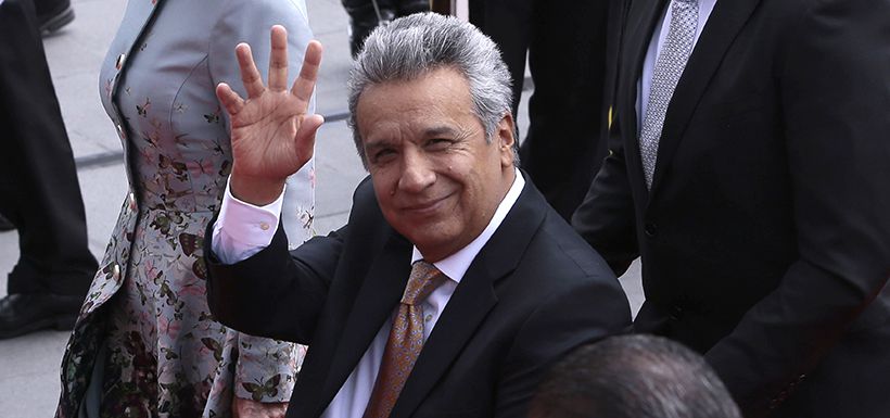 Ecuador's new President Lenin Moreno arrives at the National Assembly