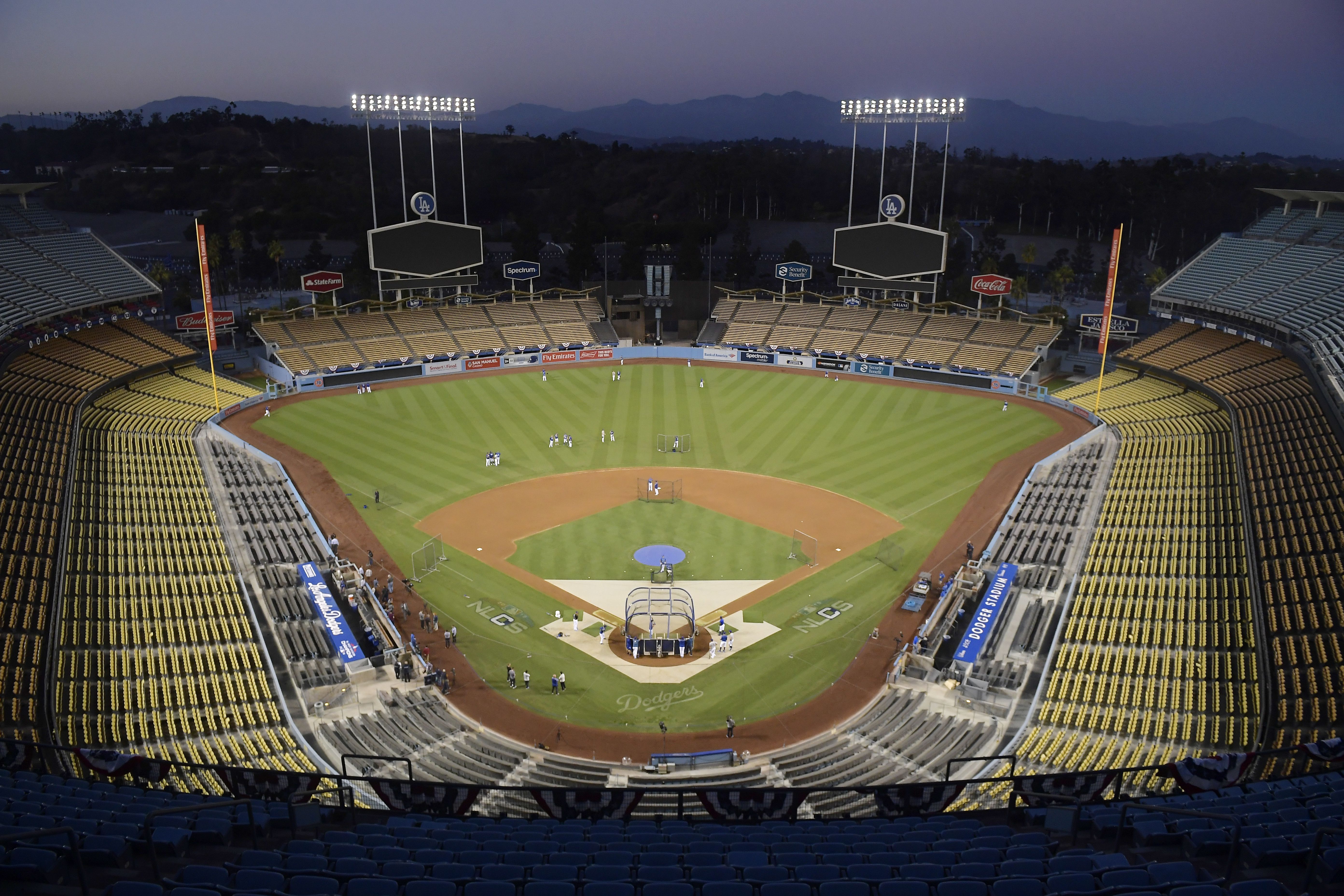 Download Sunset At Dodgers Stadium Wallpaper