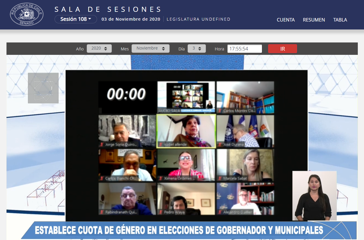 Votación Senado por cuota de género en elección concejales y consejeros regionales.