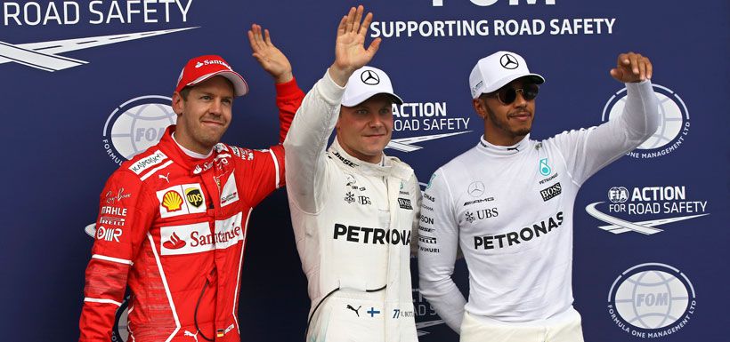 Valtteri Bottas, Sebastian Vettel, Lewis Hamilton