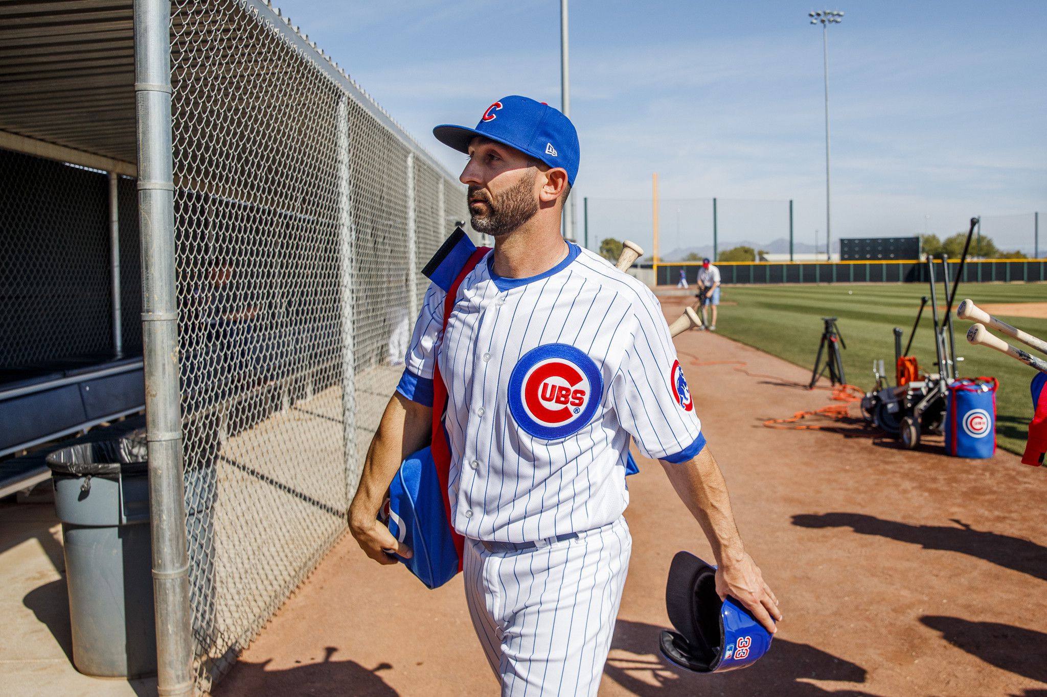 Batting practice and sunglasses at Cubs spring training