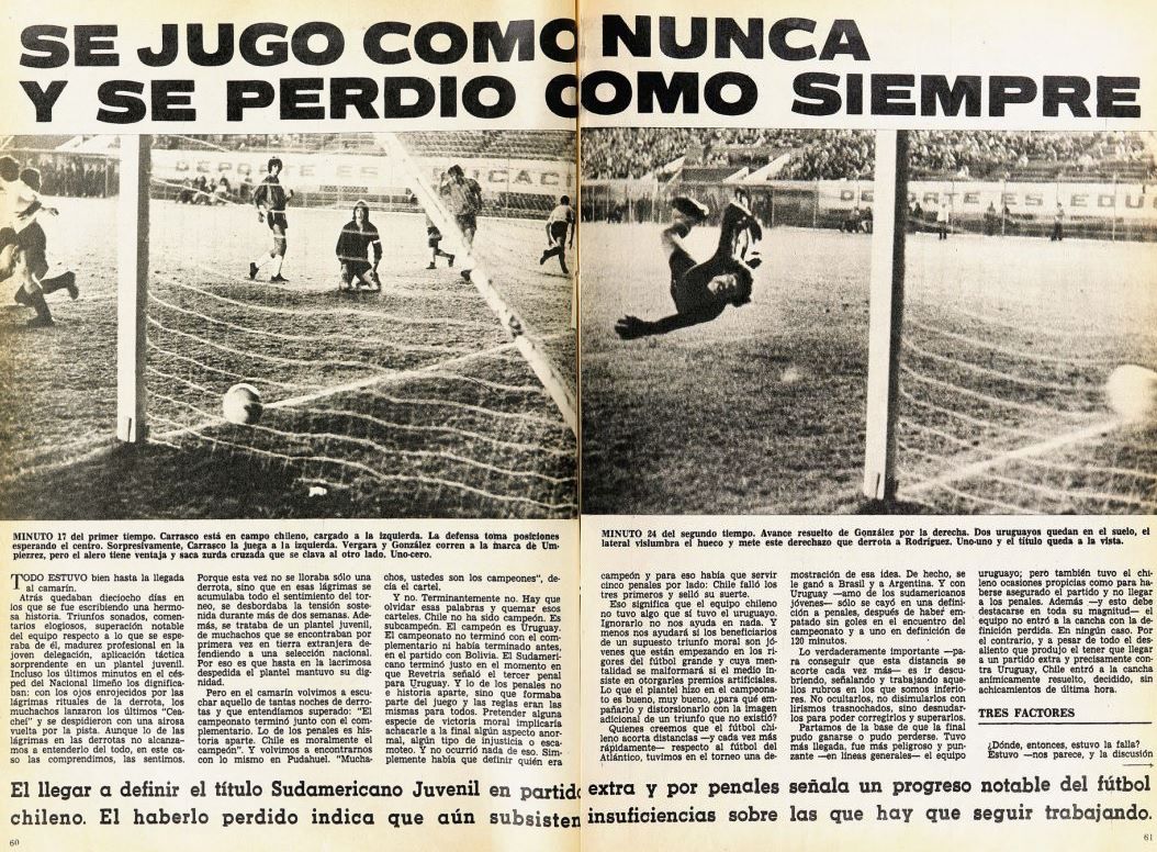 Chile Uruguay 1975, Sudamericano juvenil. Revista Estadio