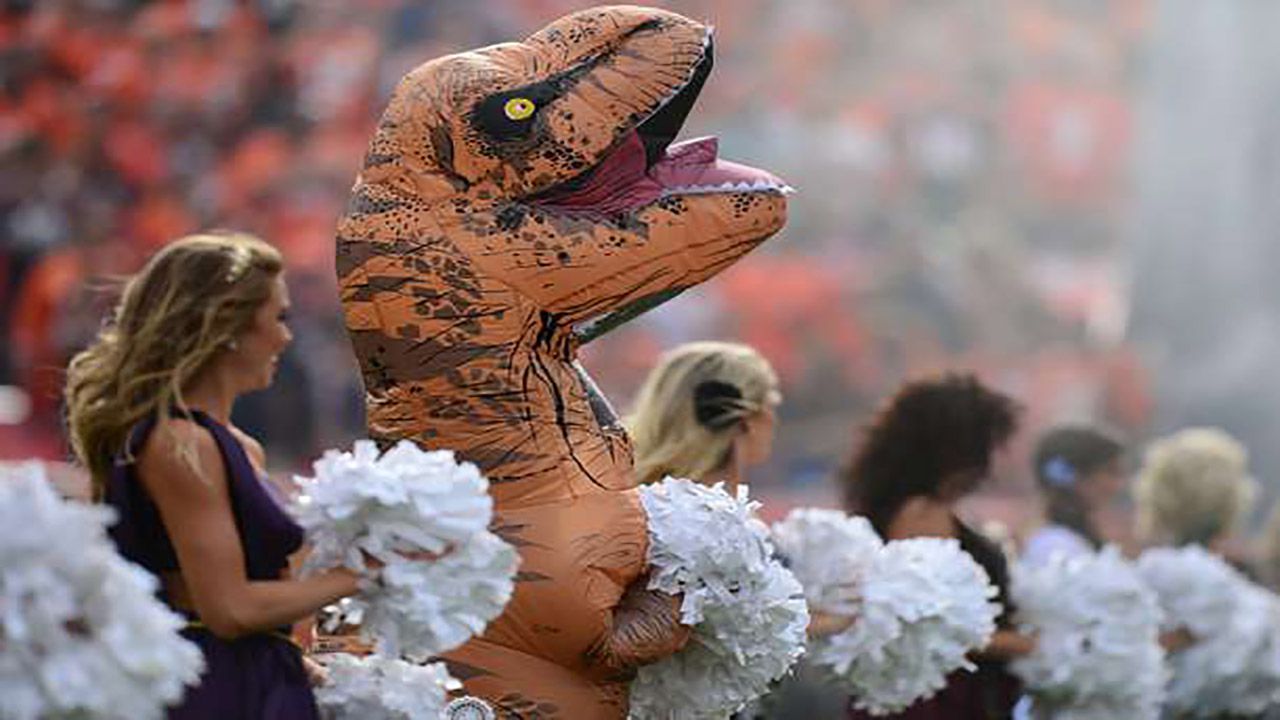 Romi Bean, the Broncos' dinosaur cheerleader, tells how she ended up in a  T. Rex costume at Mile High - Denverite, the Denver site!