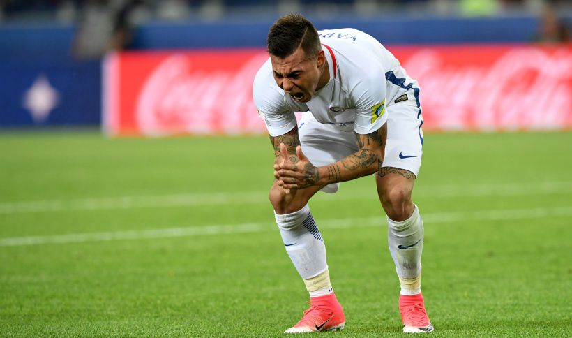 Chile's forward Eduardo Vargas celebrates after scoring a goal during