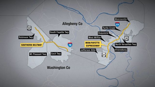 Map Of Southern Beltway Pittsburgh Carlen Wilmette