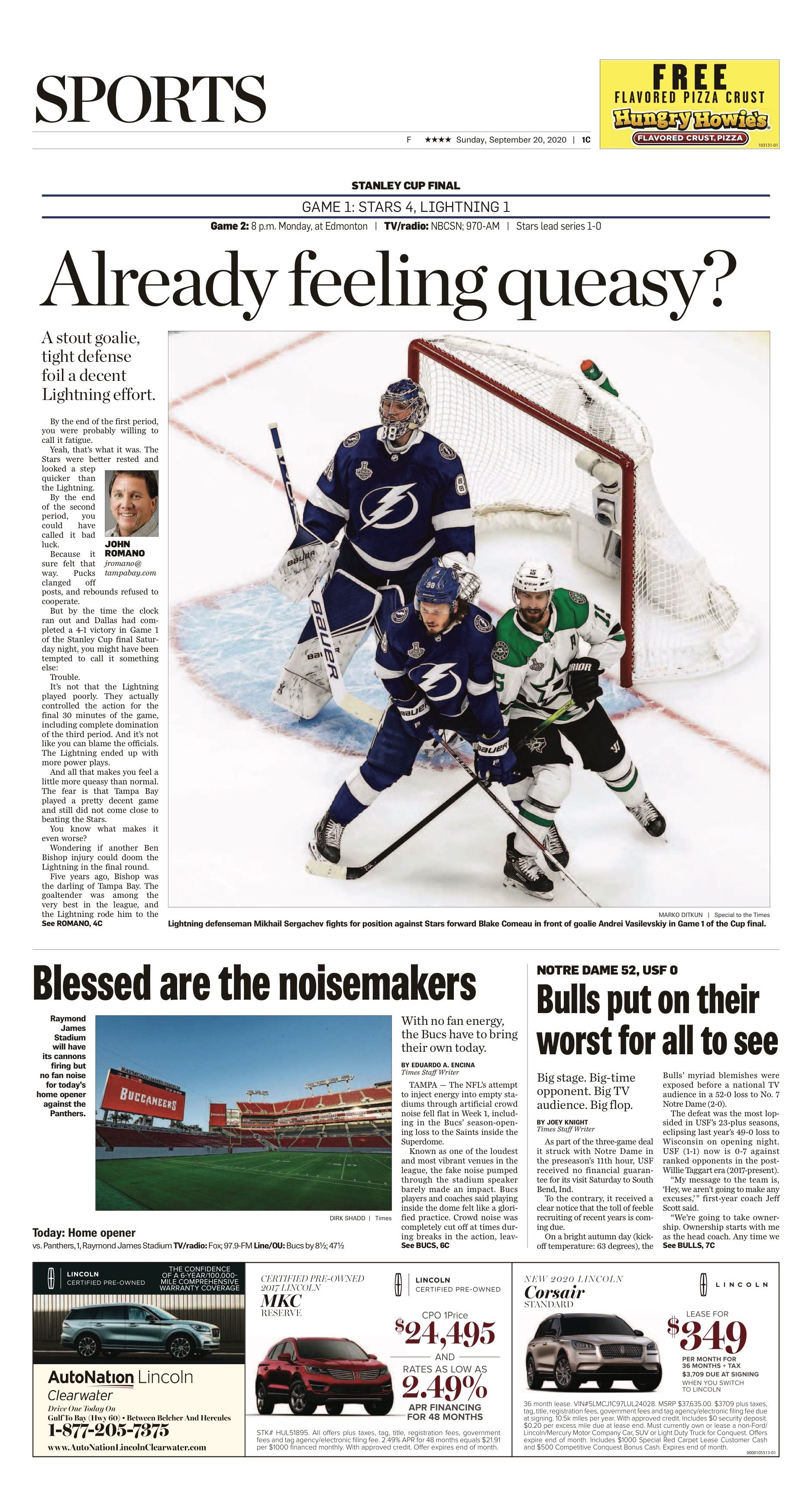 Lightning 2021 Say It Again Champions: Tampa Bay Times: Newspaper Front  Page Poster