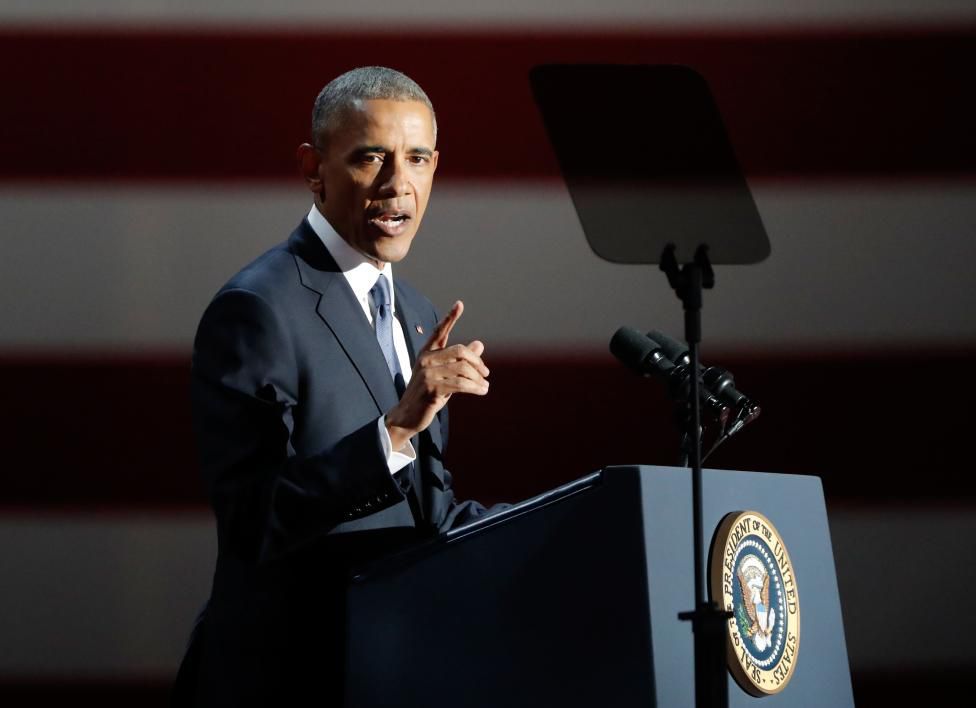 U.S. President Barack Obama delivers his farewell address in Chicago