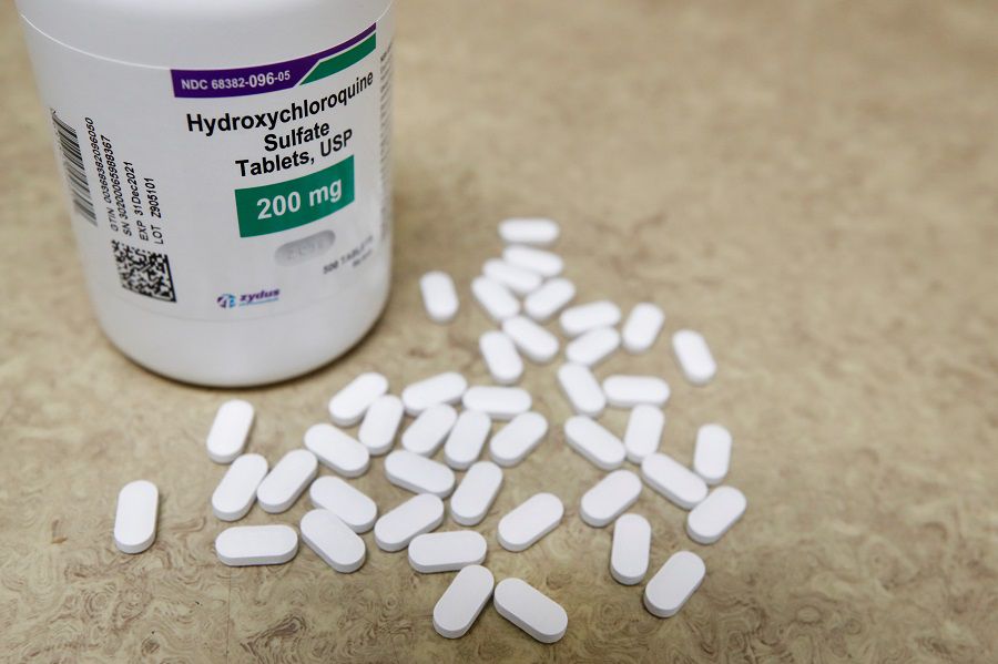 FILE PHOTO: The drug hydroxychloroquine, pushed by U.S. President Donald Trump and others in recent months as a possible treatment to people infected with the coronavirus disease (COVID-19), is displayed in Provo