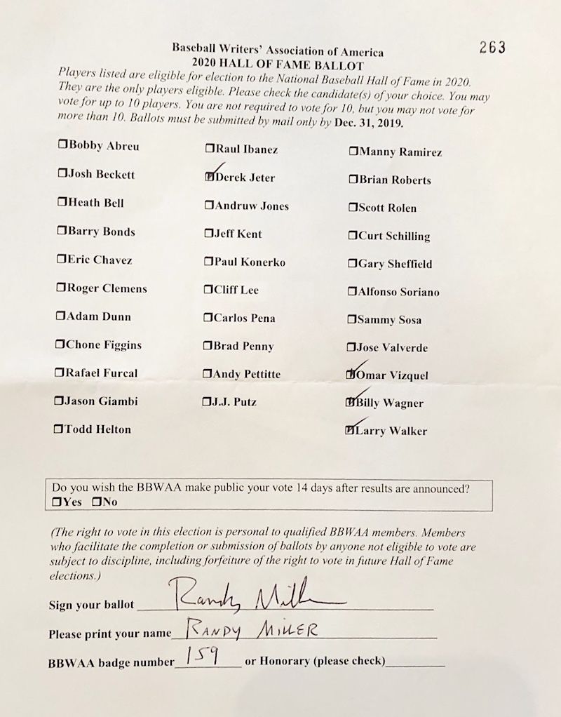ESNY's 2020 Baseball Hall of Fame Ballots: Who joins Derek Jeter?
