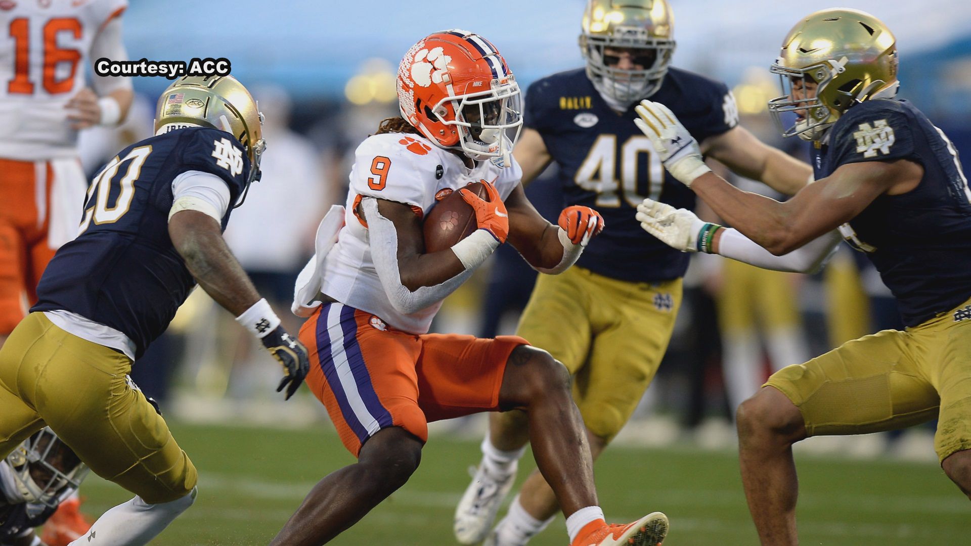 Lawrence, No. 4 Clemson rout No. 2 Notre Dame for ACC title