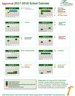 Fulton County 2022 Calendar Fulton County School System's 2017-18 Calendar