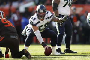 Seattle Seahawks guard Damien Lewis (68) gets set during an NFL