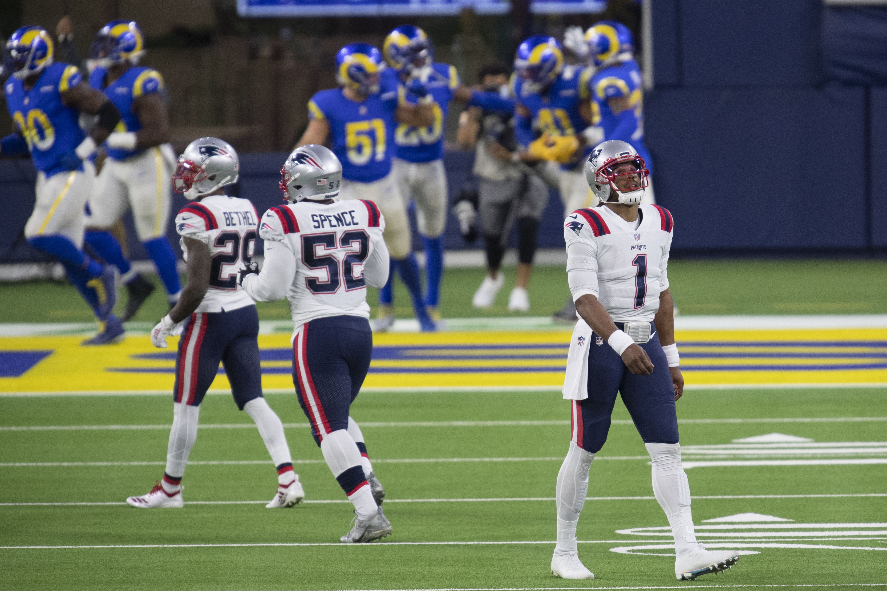 Cam Newton benched, Patriots offense flounders in lackluster 24-3 loss to  Rams 