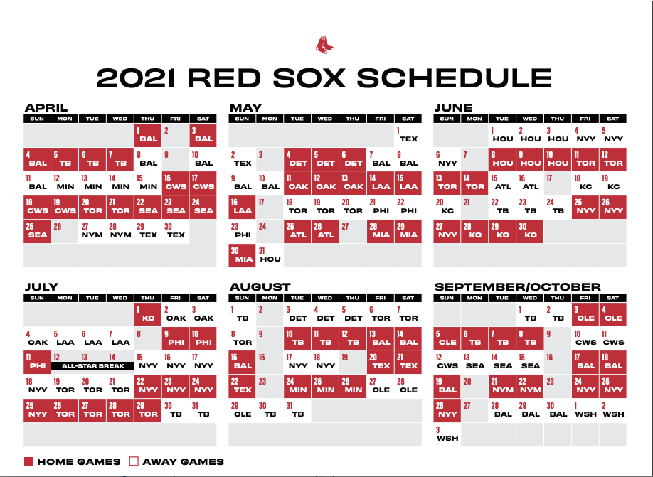 Boston Red Sox 2021 Schedule Opening Day Is April 1 Vs Orioles At Fenway Park Mets Phillies Braves Among Nl Teams Coming To Boston Masslive Com