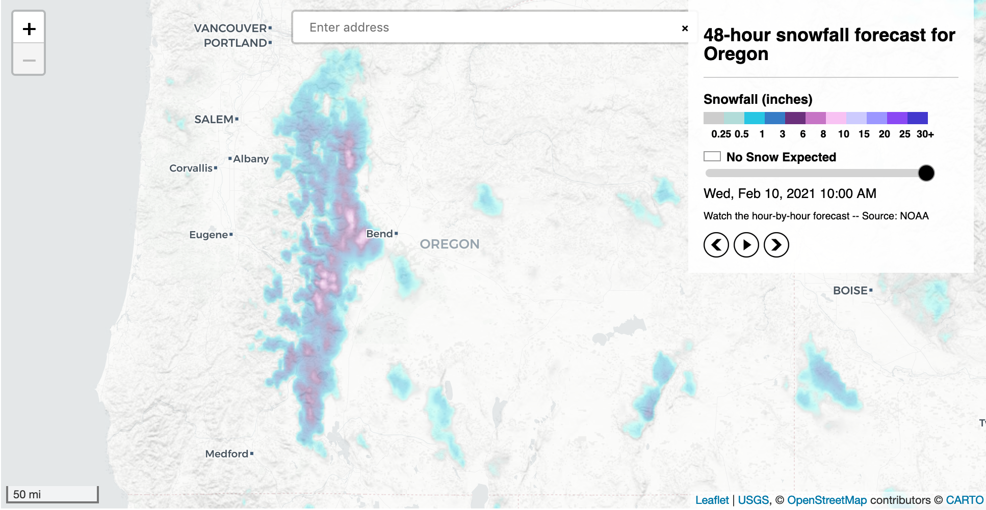 oregon snow levels