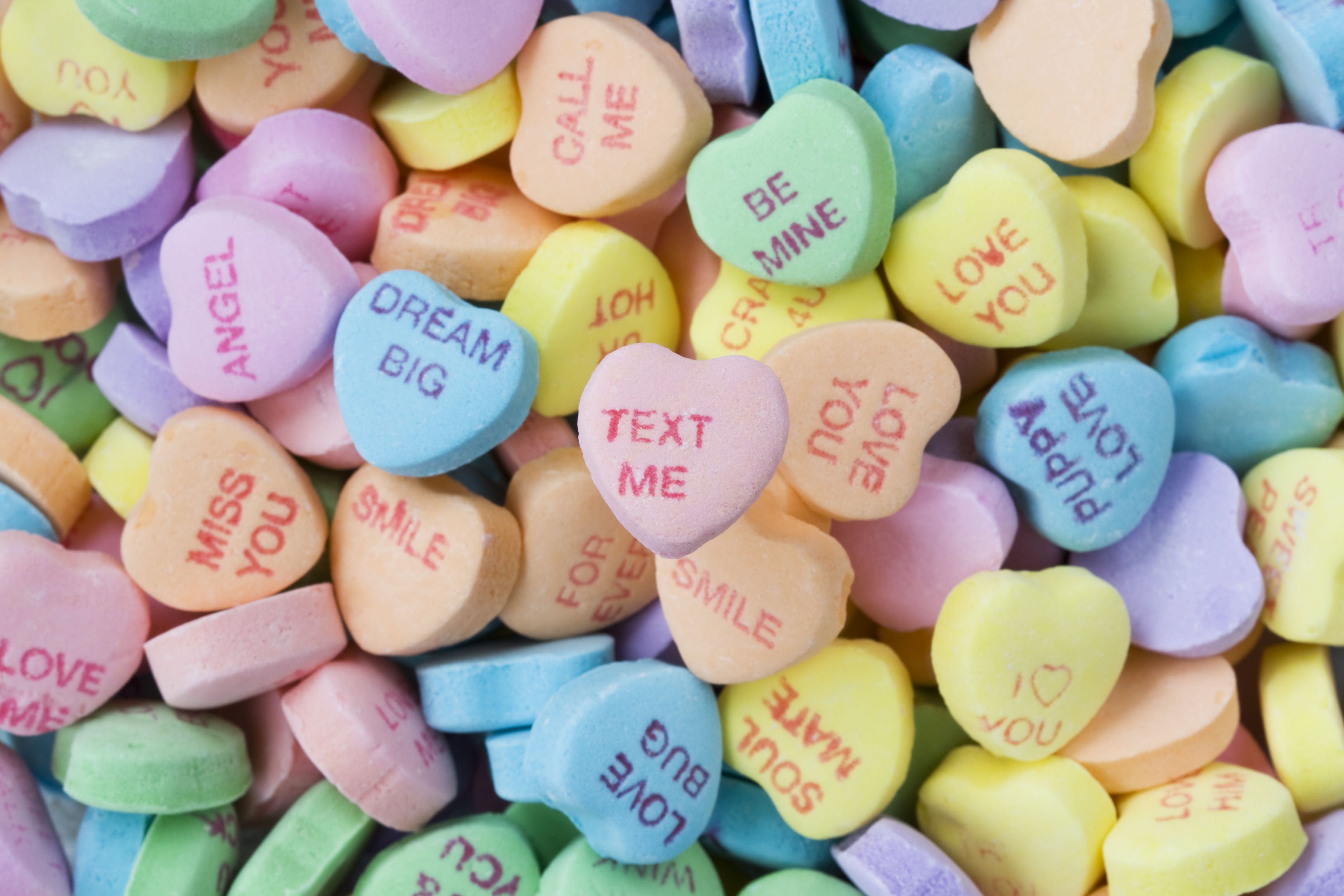 STANK LOVE, BEAR WIG, and other sayings from AI-generated candy hearts