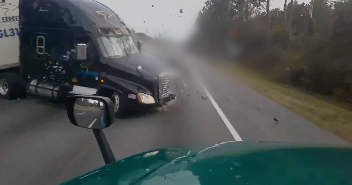 Dash cam video shows semitruck driver apparently falling asleep before crash