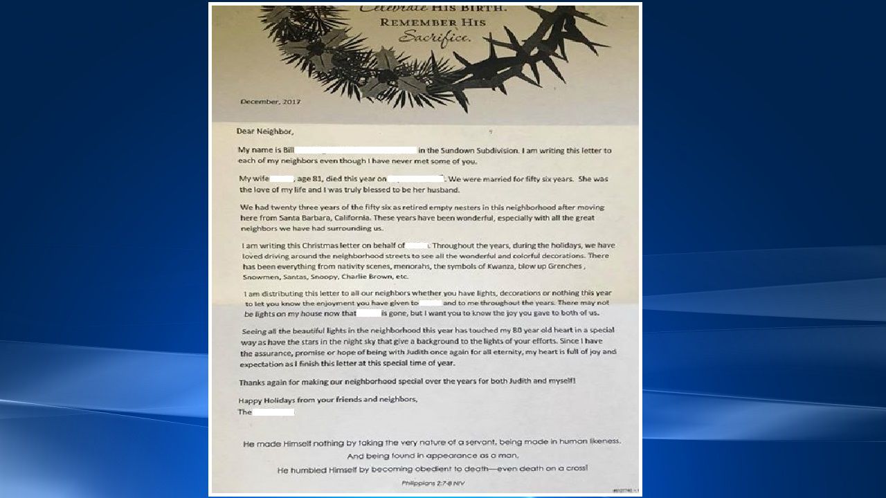 Heartwarming letter hand-delivered to Colorado Springs neighbors