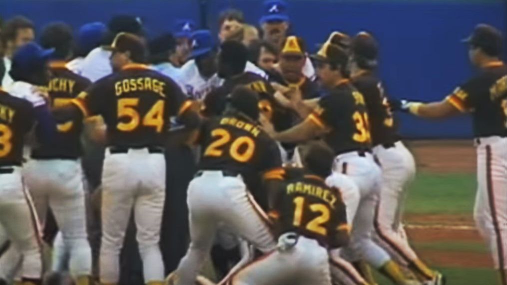 8/12/1984: Benches empty again in Padres-Braves 9th 