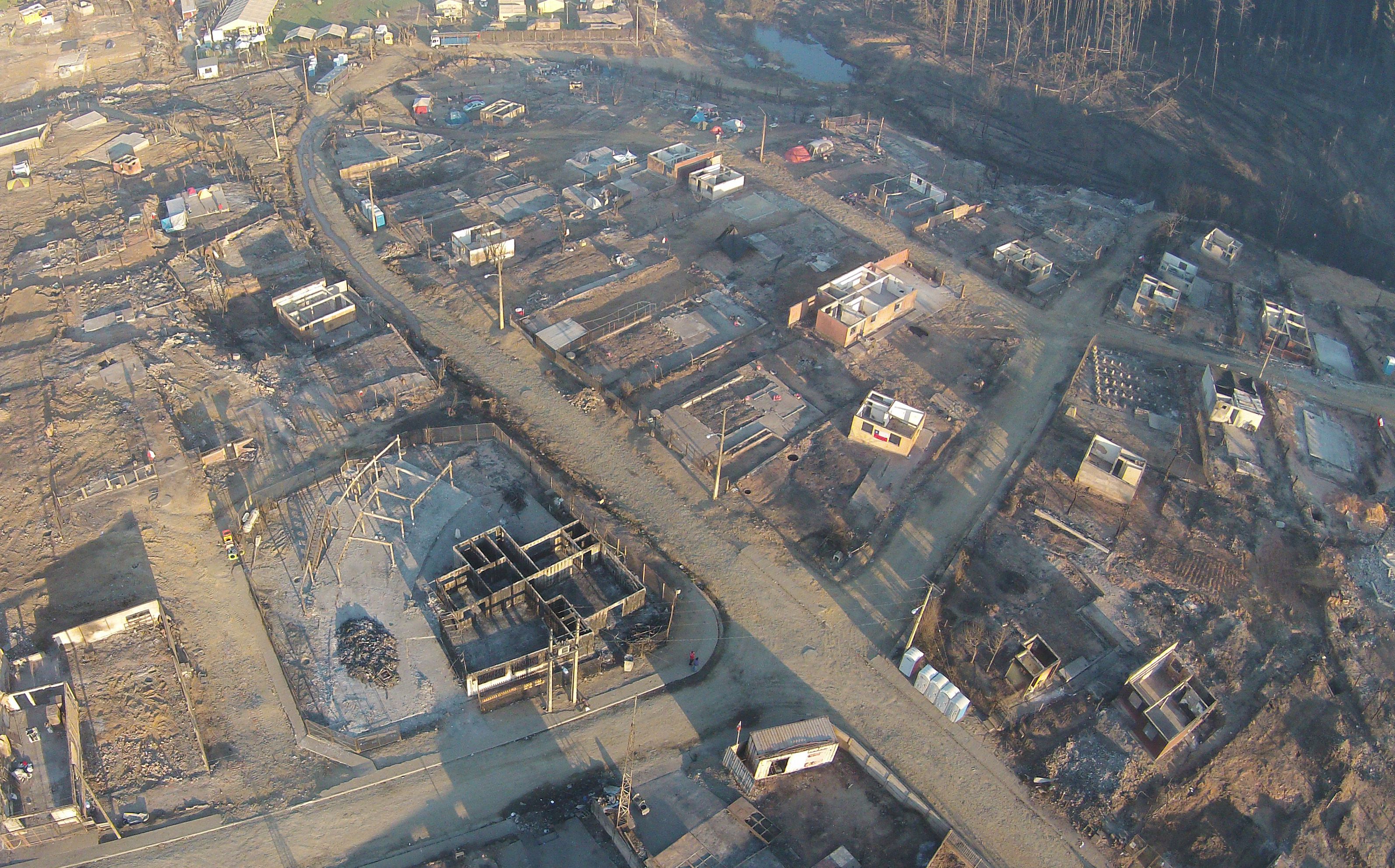 Santa Olga, reconstruccion del poblado desde el aire.