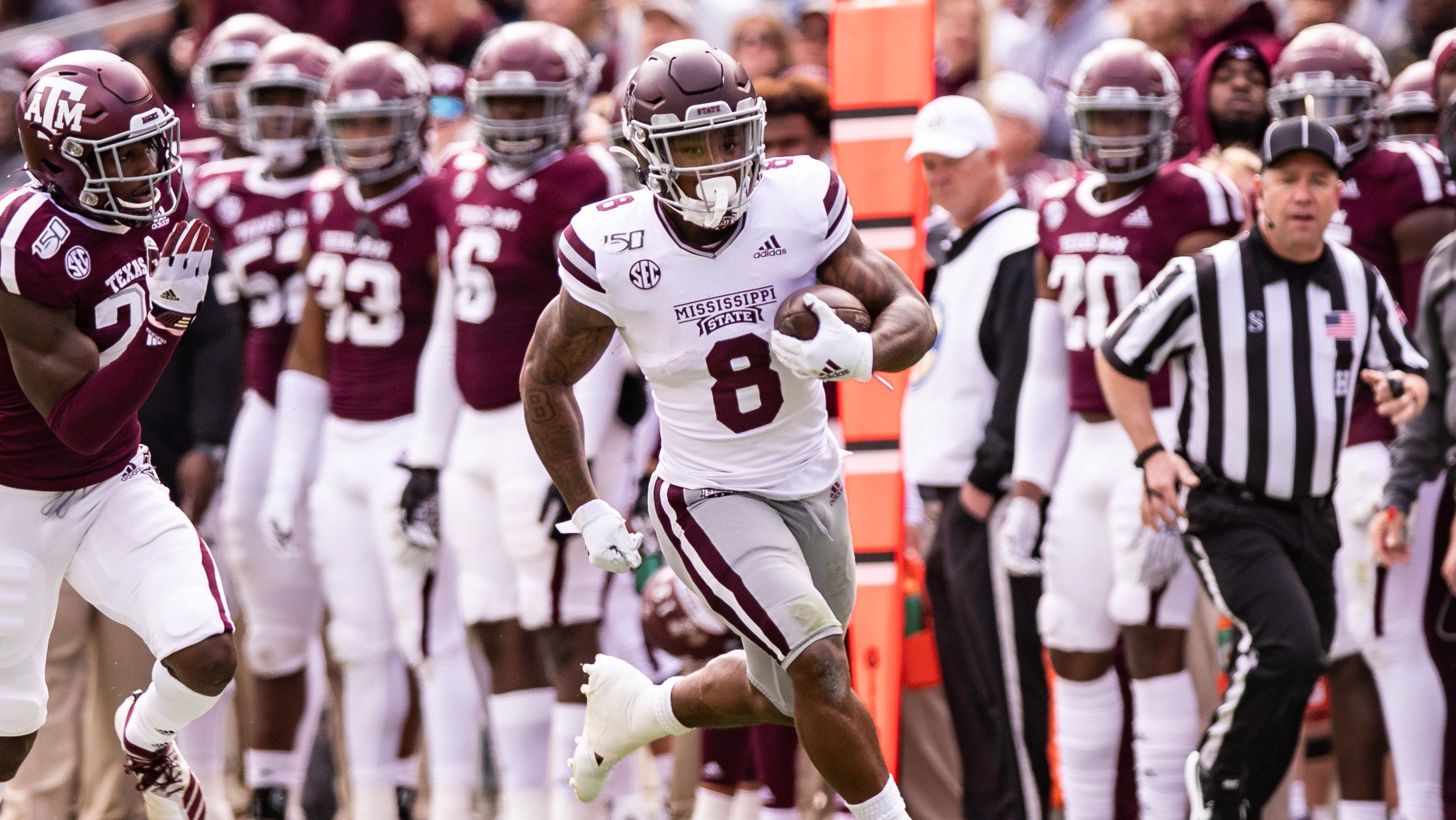 Injury Alert: K Cade York holds foot after running into the kicker