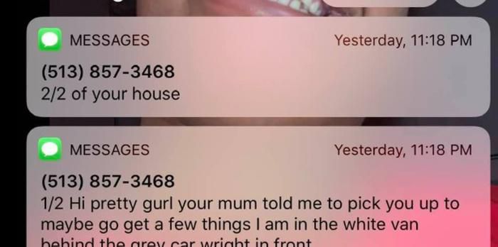 Weird' text from unknown number alarms mother of 14-year-old girl