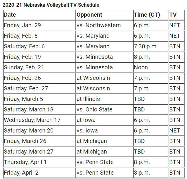 Husker Volleyball Schedule 2022 Huskers Announce Volleyball Tv Coverage