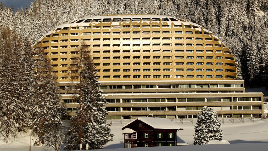 General view shows the InterContinental hotel in Davos