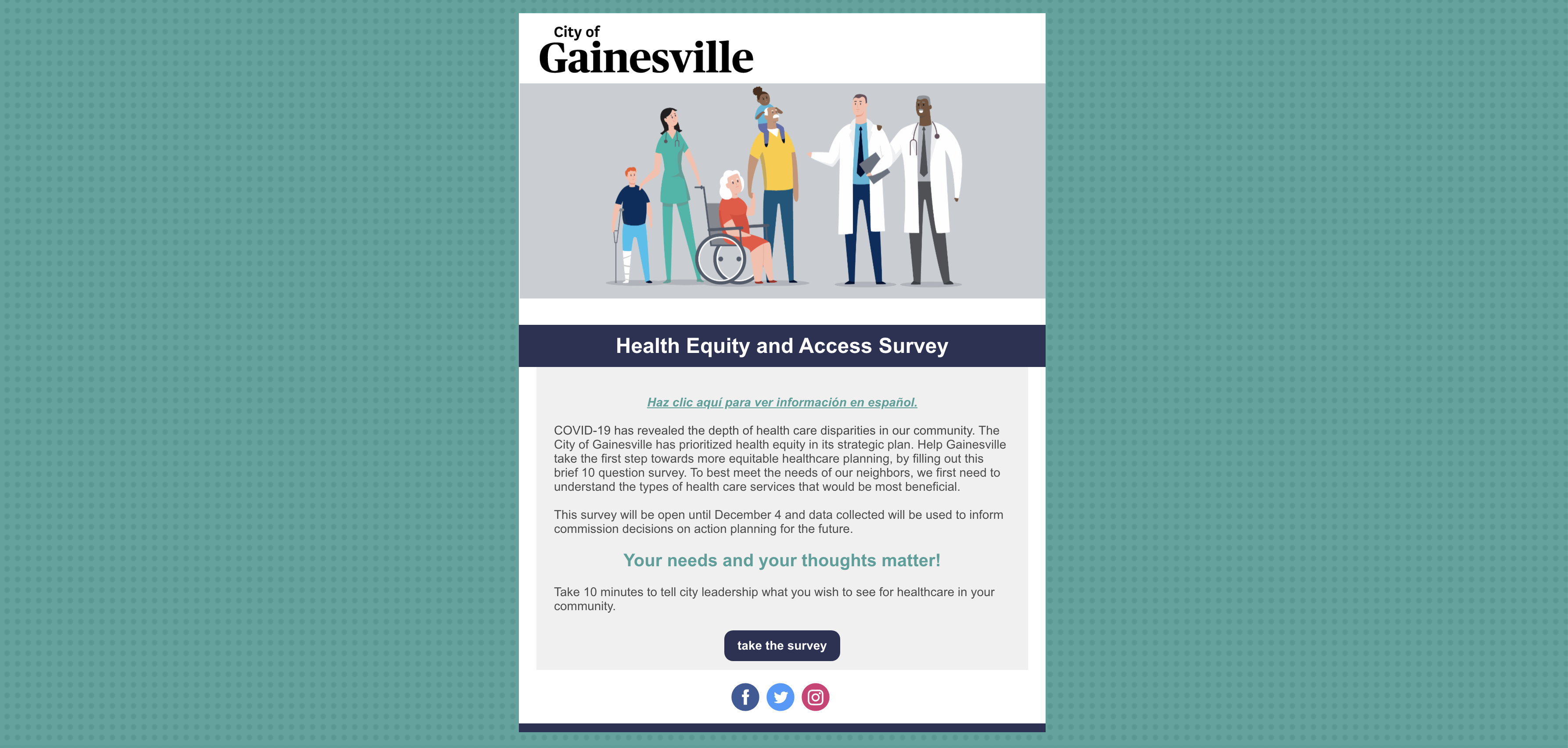 Complete The City Of Gainesville Health Survey